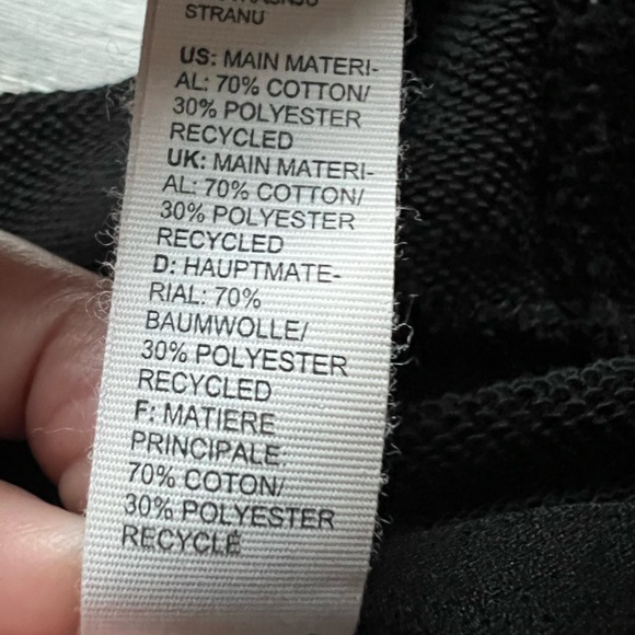 Adidas Black Cotton Blend Raw Hem Sleeveless Drawstring Pullover Hoodie. Size L - Picture 5 of 9